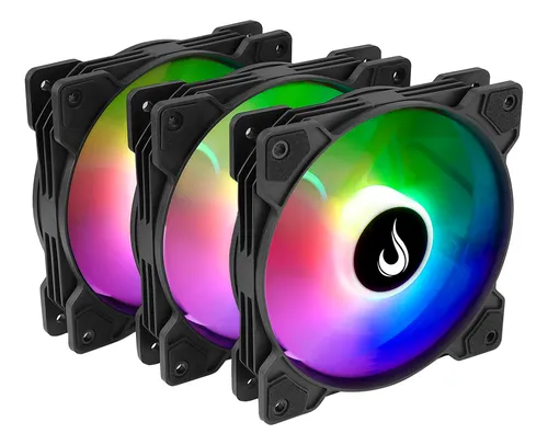 Kit 3 Fans Gamer Rise Mode x led Rainbow - Black - XLD-01-RBW